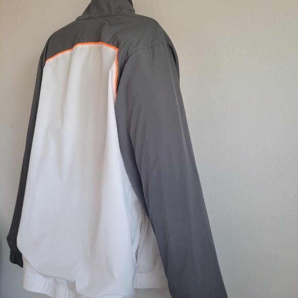 Nike Dri-Fit Gray White Orange Lined Full Zip Windbreaker Mens Medium - Picture 4 of 10